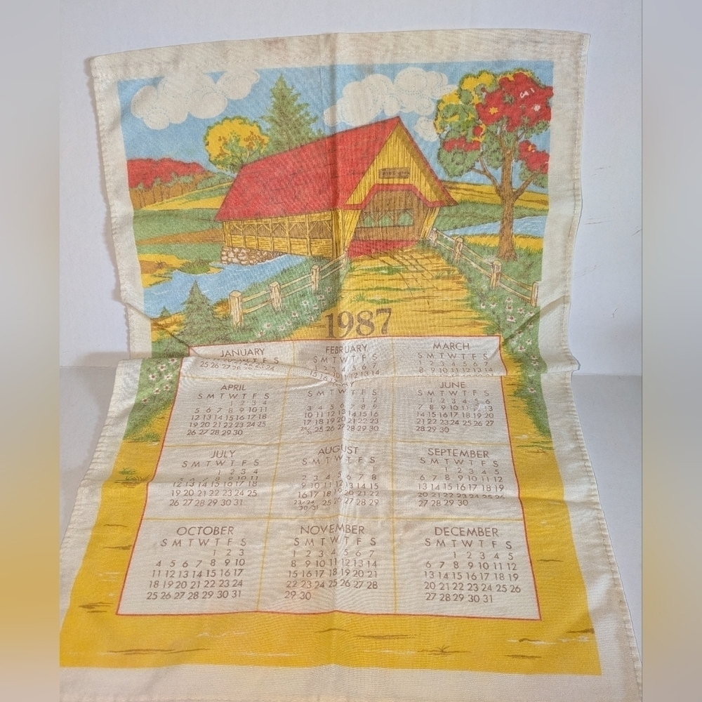 Vintage 1987 calendar towel.
